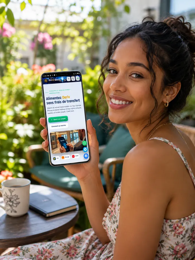 Cliente consultant DiamCash sur son telephone